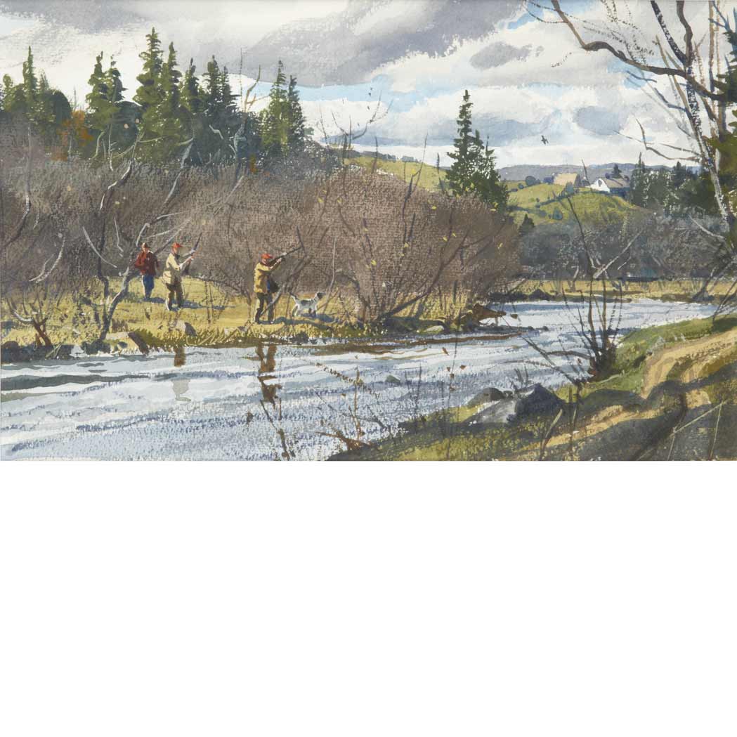 Appraisal: Ogden Pleissner American - Hunter in Landscape Watercolor on paper