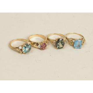 Appraisal: Four Assorted Gemstone Rings Four assorted gemstone rings comprising a