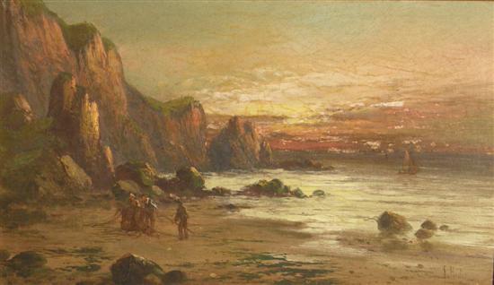 Appraisal: Frank Hider Sunset on the Cornish Coast signed tilted verso