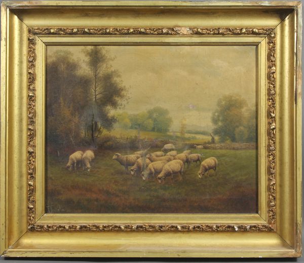 Appraisal: F Brillet Sheep in Meadow o c x in frame