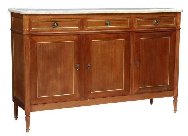 Appraisal: French Louis XVI style mahogany sideboard th c shaped marble