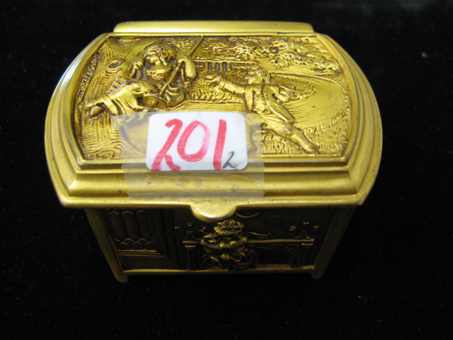 Appraisal: TWO AMERICAN GILT METAL BOXES One is a ring box