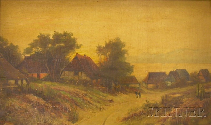 Appraisal: Framed th th Century Continental School Oil on Panel Sonnenuntergang