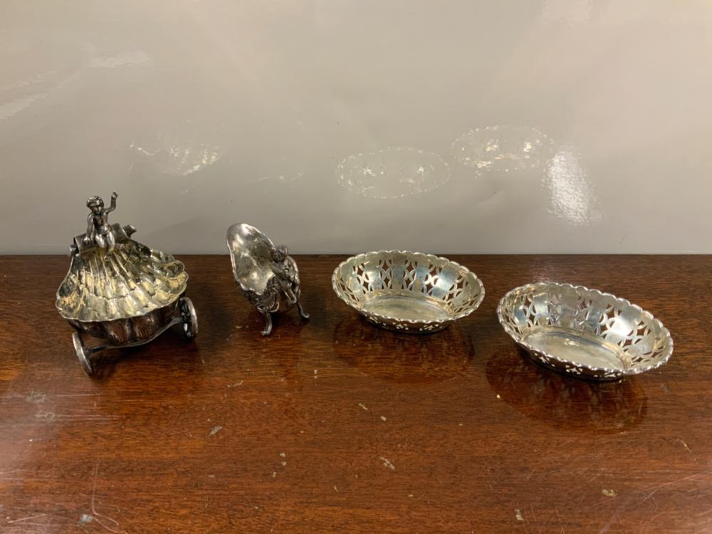 Appraisal: Two Silver Figural Open Salts and a Pair of English