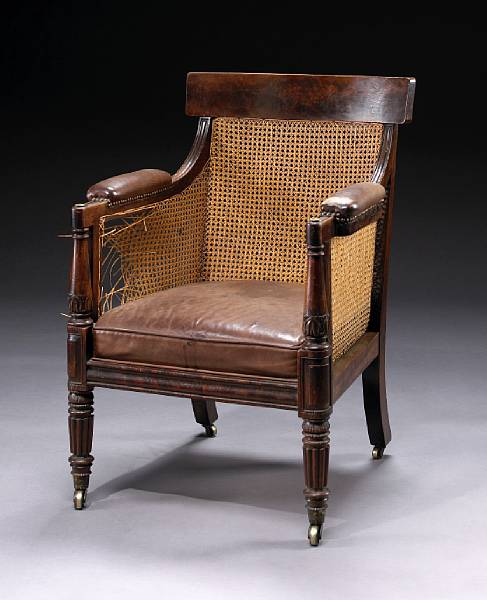 Appraisal: A late Regency mahogany library armchair first quarter th century