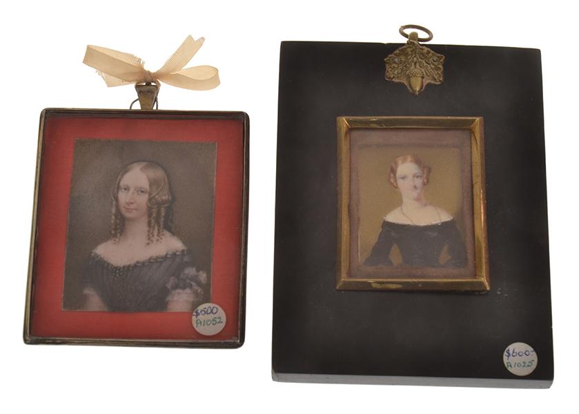 Appraisal: TWO GEORGIAN PORTRAIT MINIATURES ON IVORY