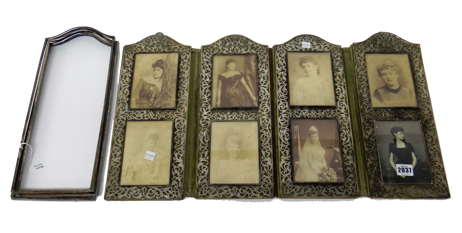 Appraisal: A late Victorian silver plated metal mounted multiple section photograph