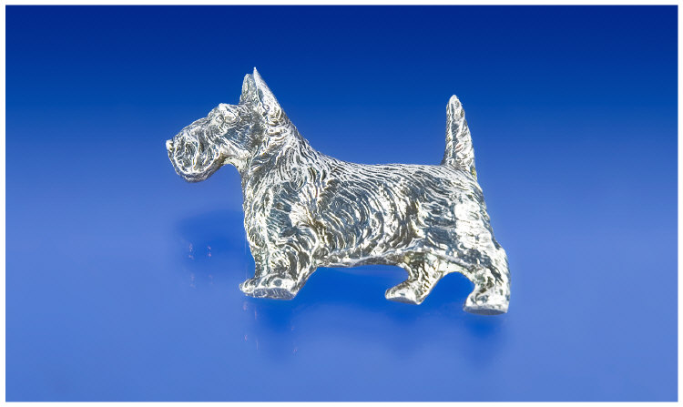 Appraisal: Silver Brooch Realistically Modelled as a Scottie Dog in alert