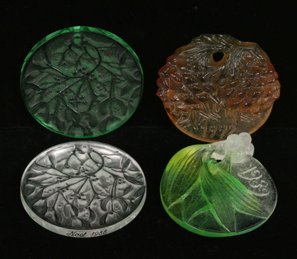 Appraisal: Lot of four Christmas ornaments Lalique Noel and Noel both