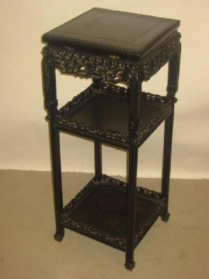 Appraisal: A PAIR OF CHINESE EBONISED PADOUK JARDINIERE STANDS of square