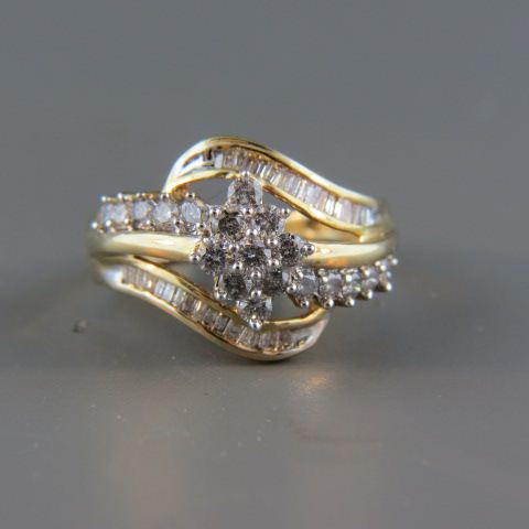 Appraisal: Diamond Ring diamonds round baguette totaling carat in k yellow