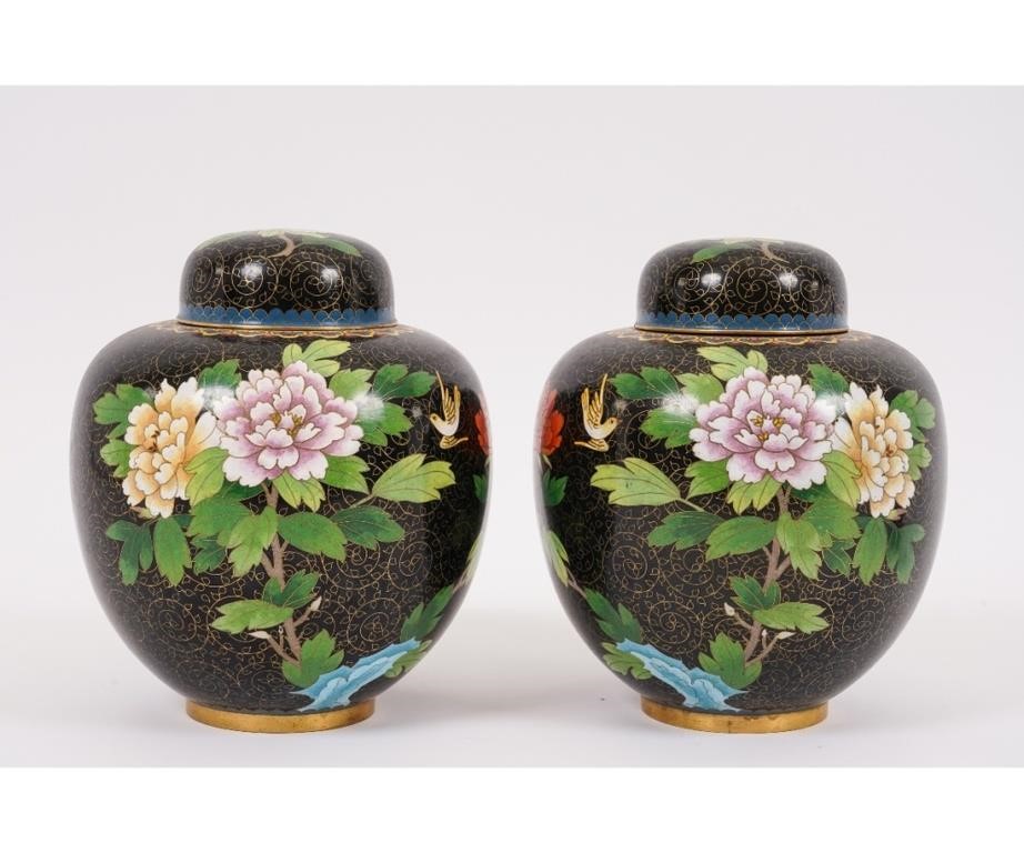 Appraisal: Pair of Chinese colorful cloisonne vases early th c h