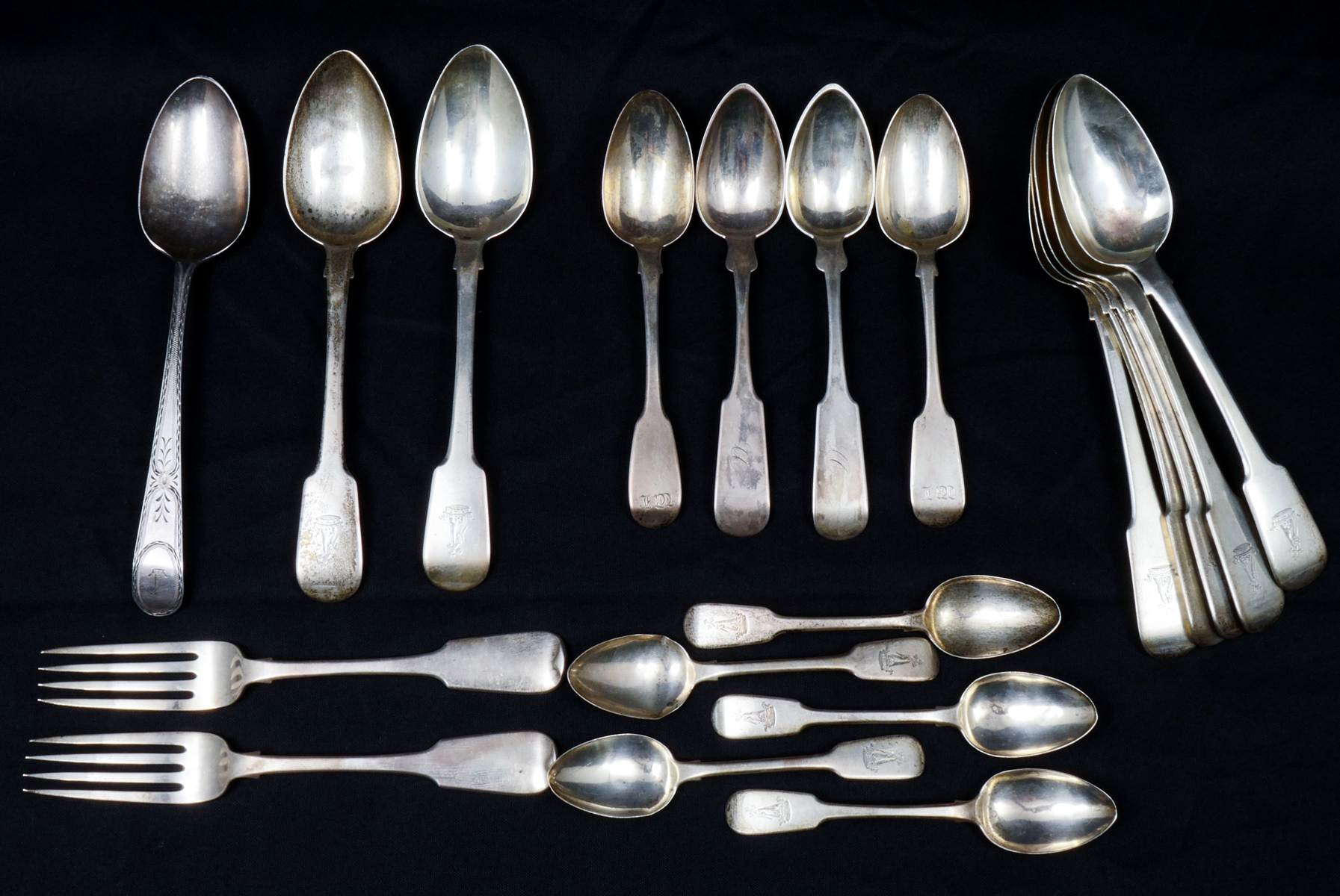 Appraisal: PC EARLY ENGLISH SILVER FLATWARE COLLECTION Approx Troy ounces Comprising