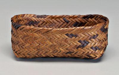 Appraisal: Rare Cherokee river cane basket miniature double woven rectangular form