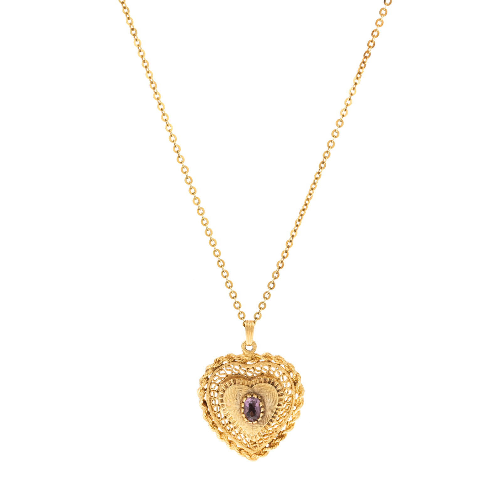 Appraisal: A HEART LOCKET PENDANT CHAIN IN K K yellow gold