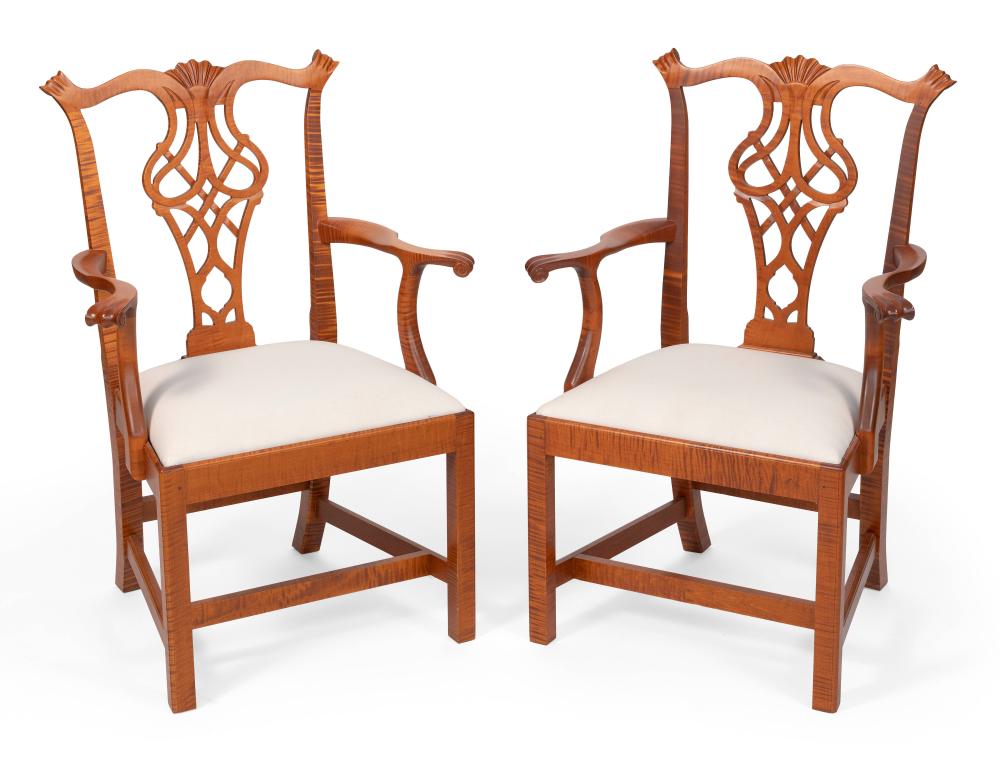 Appraisal: PAIR OF ELDRED WHEELER ARMCHAIRS MASSACHUSETTS TH CENTURY BACK HEIGHTS