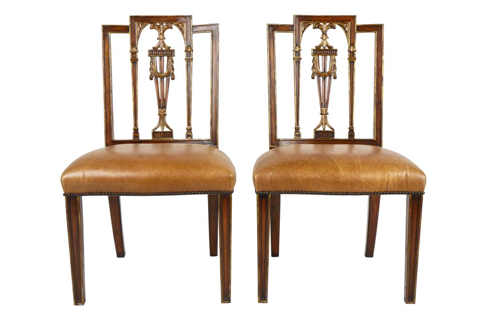 Appraisal: PAIR OF THEODORE ALEXANDER GILTWOOD SIDE CHAIRSsigned with tag to