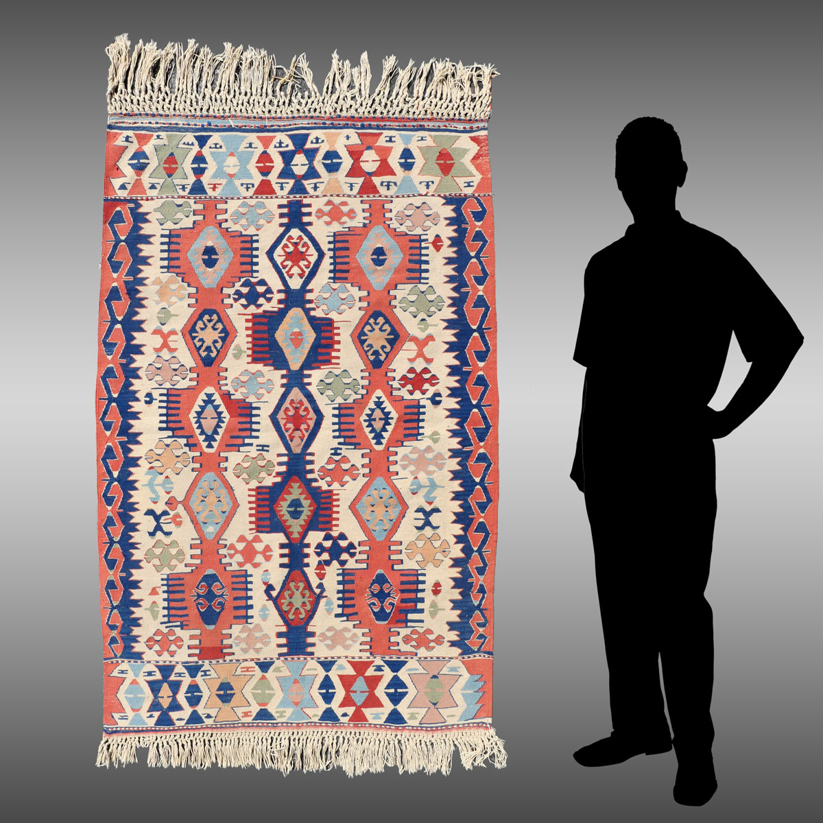 Appraisal: TURKISH HAND WOVEN FLATWEAVE KILIM WOOL RUG ' '' X