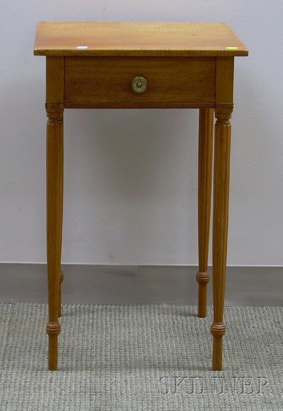 Appraisal: Federal Tiger Maple and Birch One-Drawer Stand