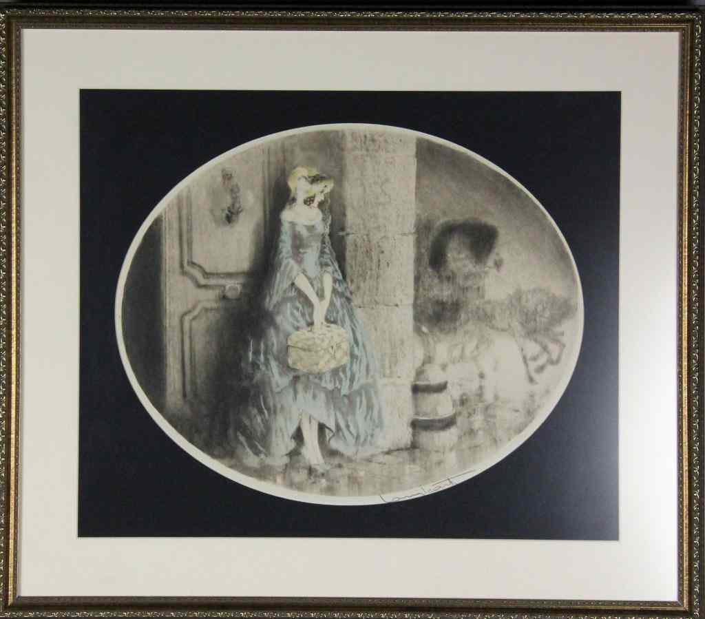 Appraisal: Louis Icart Color Copper Plate EngravingTitled ''Leaving Home ''signed LR