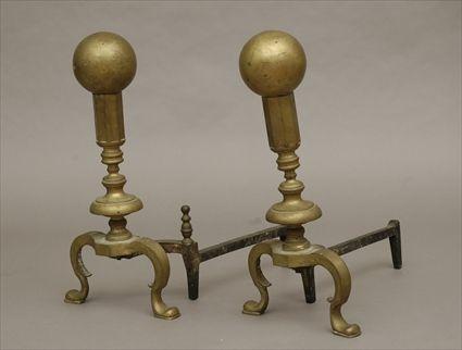 Appraisal: Pair of Brass Ball Andirons