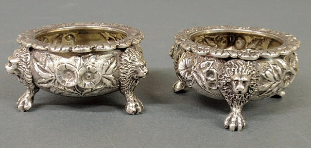 Appraisal: Pair of S Kirk Son master salts with chased lion