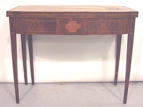 Appraisal: Hepplewhite swell front card table early th C mahogany hinged