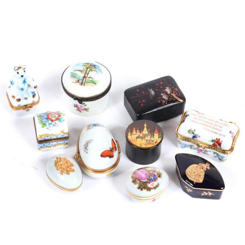 Appraisal: NINE MINIATURE BOXES LIMOGES FRANCE LIMOGES CASTELL FRANCE WITH K