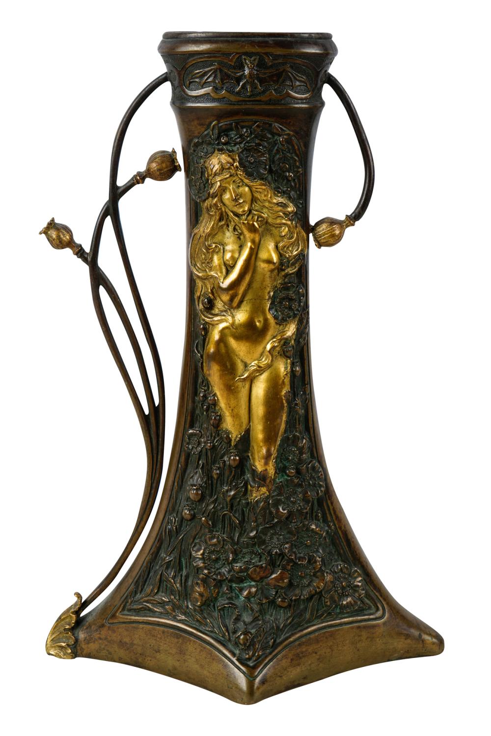 Appraisal: CHARLES KORSCHANN GILT PATINATED BRONZE VASEsigned CH Korschann Paris in