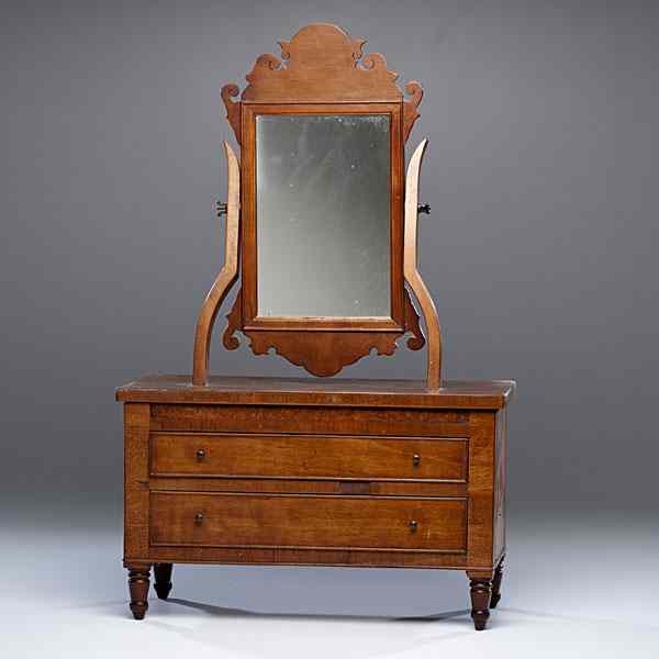 Appraisal: Miniature Sheraton Chest with Mirror American ca - a miniature