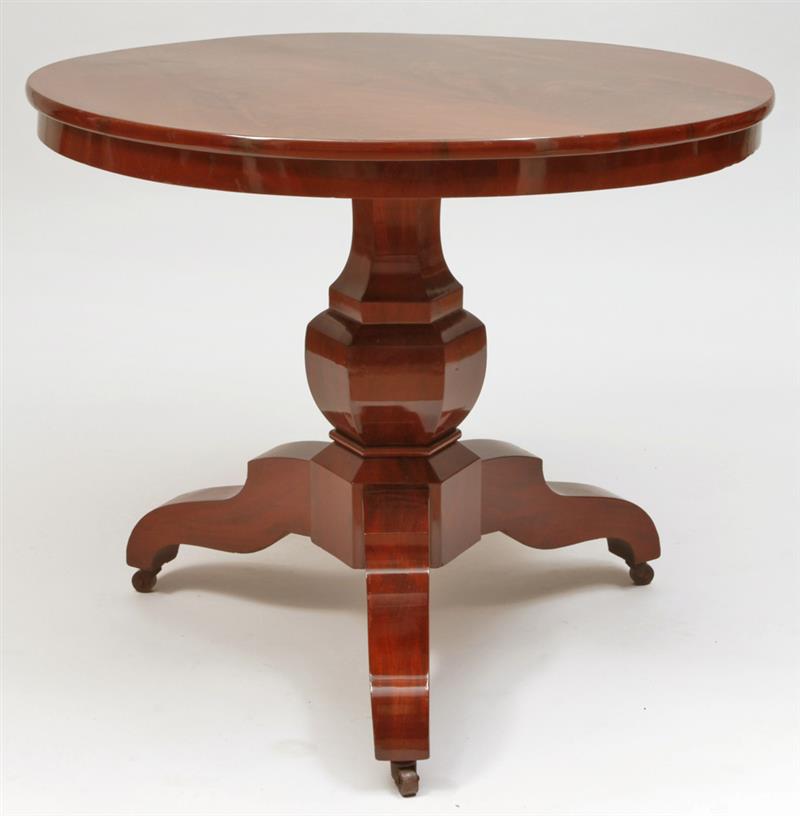 Appraisal: Charles X Mahogany Center Table Raised on a hexagonal stem