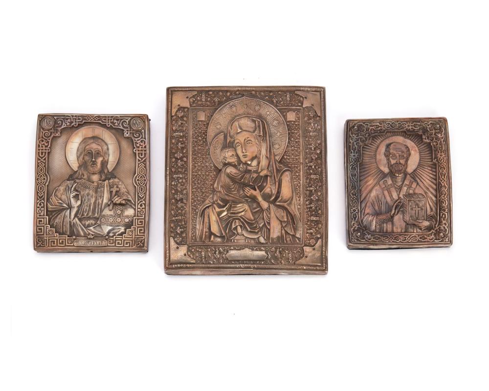 Appraisal: Three Russian and Polish silver icons th th Century One