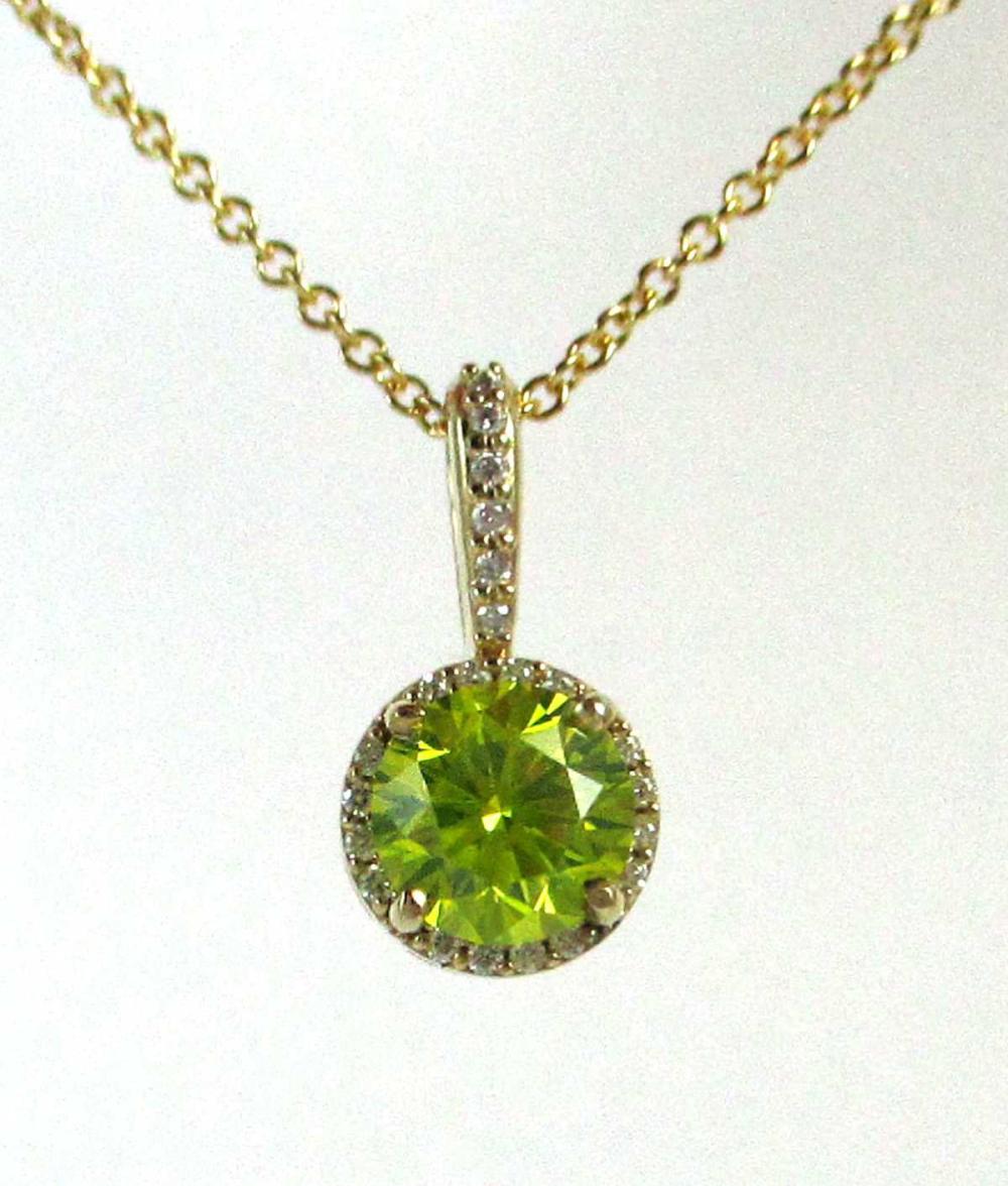 Appraisal: YELLOW DIAMOND AND FOURTEEN KARAT GOLD PENDANT NECKLACE WITH GIA