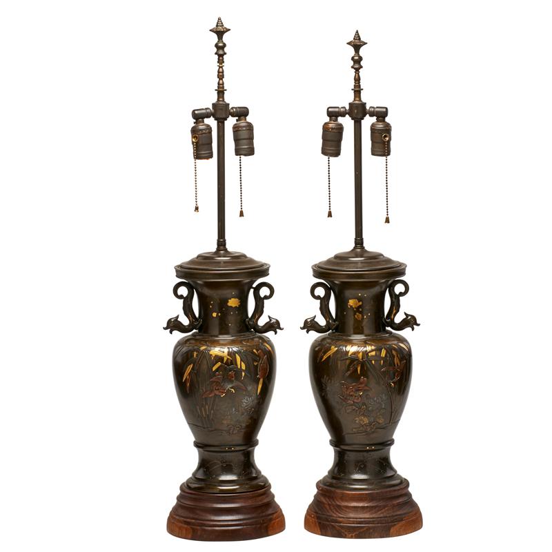 Appraisal: MEIJI BRONZE LAMPS Condition Report