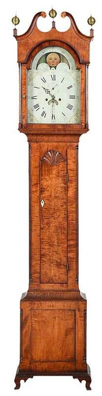 Appraisal: Fine American Federal Tiger Maple Tall Case Clock - attributed