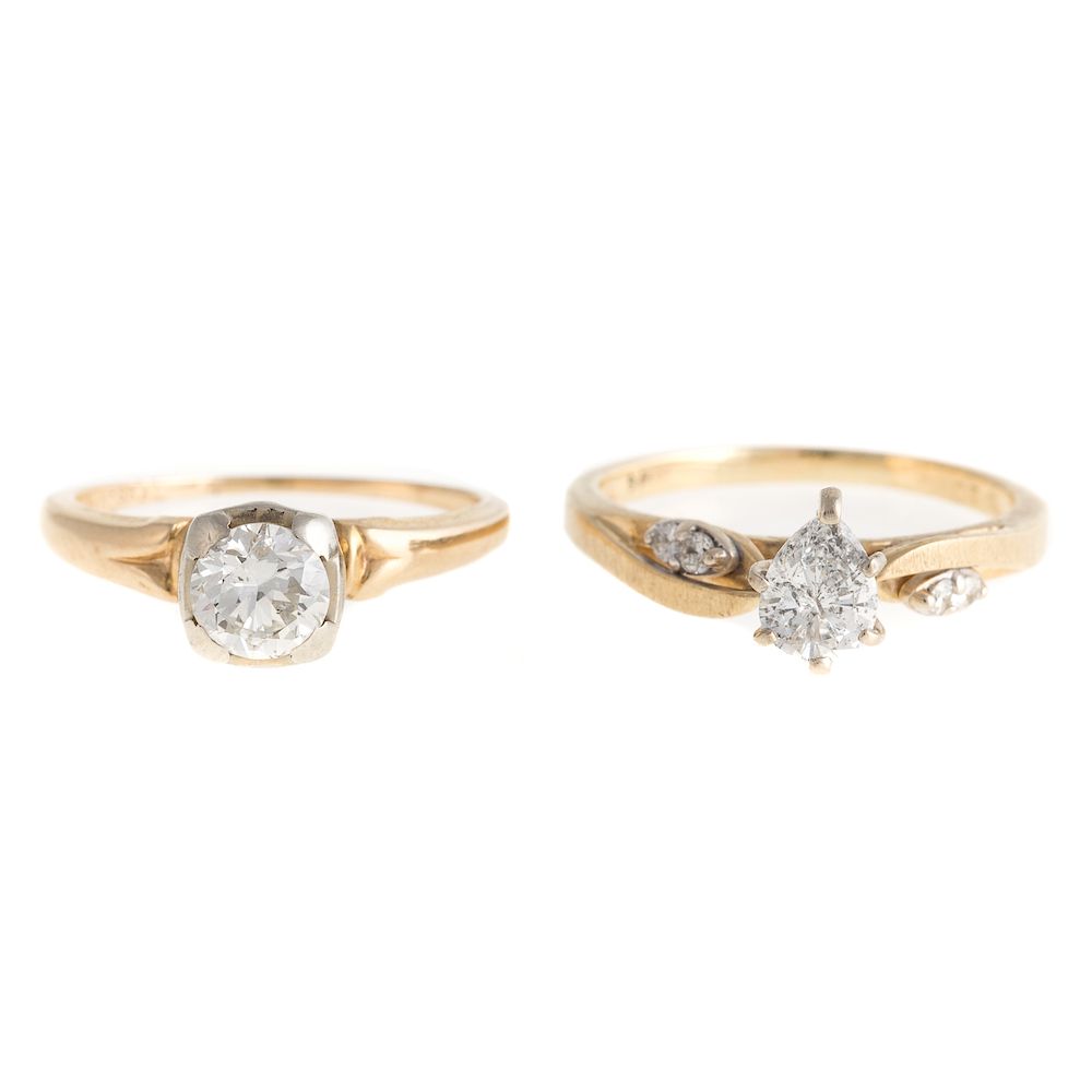 Appraisal: Two Ladies Diamond Engagement Rings in K K yellow gold