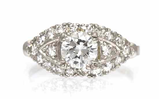 Appraisal: A Platinum and Diamond Ring containing one round brilliant cut