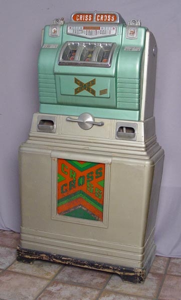 Appraisal: 'S KEENEY CRISS CROSS SLOT MACHINE WITH BASE Massive electro-mechanical