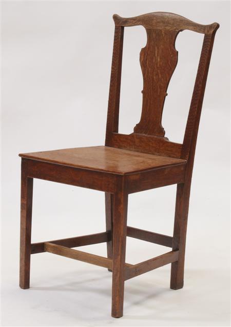 Appraisal: A set of six Georgian oak country dining chairs each