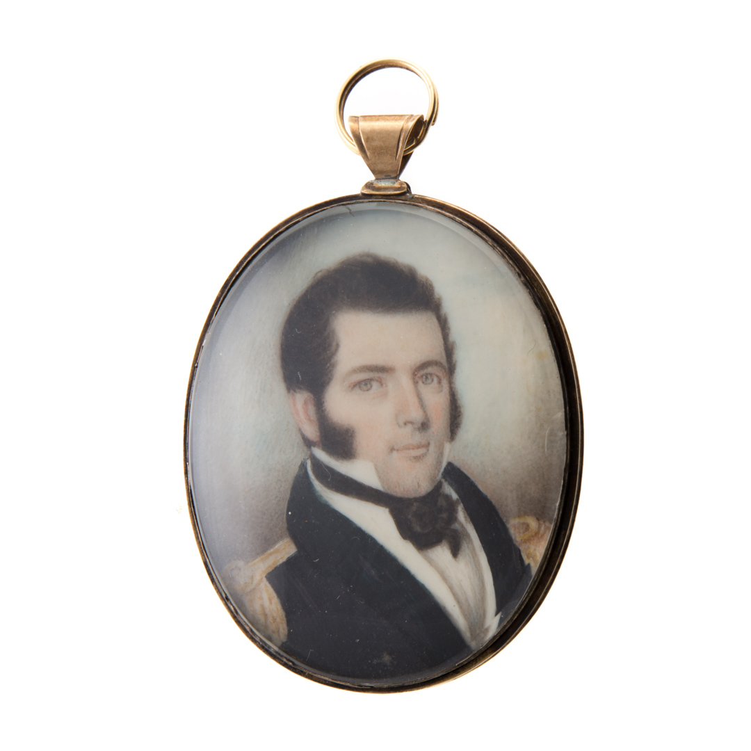 Appraisal: American School Miniature of Capt Henry Robison circa portrait miniature