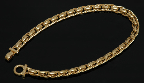 Appraisal: A fancy link gold necklace Set in ct gold total