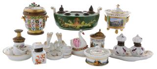 Appraisal: Ten Ceramic Ink Stands mostly French and German porcelain th