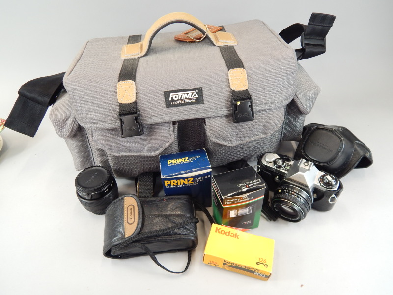 Appraisal: A Pentax ME camera with lens and other camera equipment