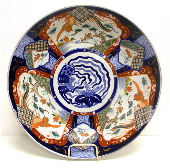 Appraisal: Japanese Imari porcelain charger th th C decorated with phoenix