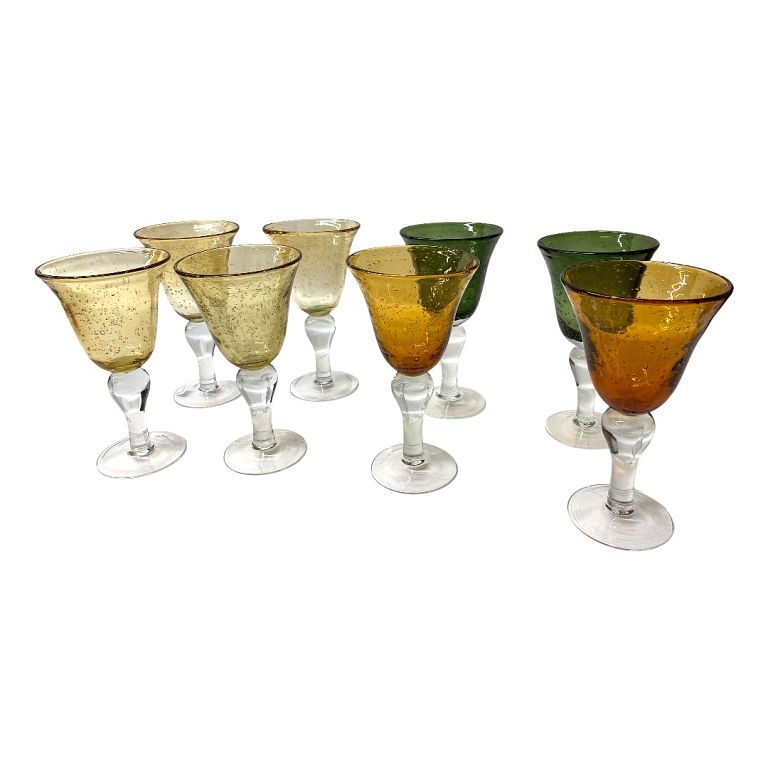 Appraisal: Eight Murano Art Glass Glasses Eight Murano Art Glass Glasses