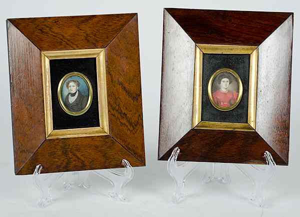 Appraisal: th Century Miniature Portraits on Ivory American th century Two