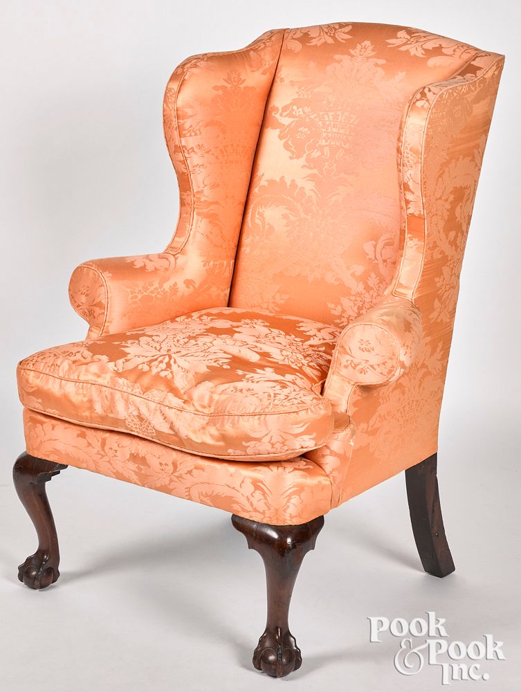 Appraisal: Chippendale mahogany wing chair ca Chippendale mahogany wing chair ca