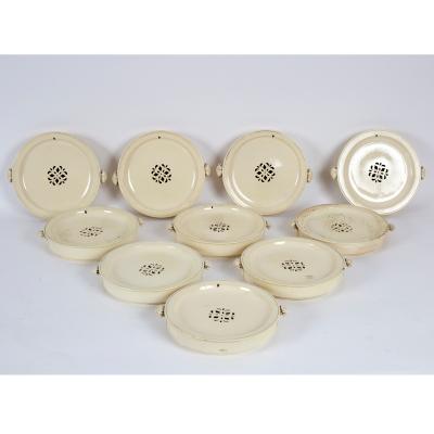 Appraisal: A set of ten English creamware warming dishes circa pierced