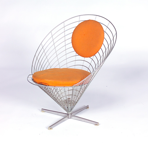 Appraisal: Vernor Panton Early Cone chair with chrome wire frame on