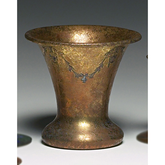 Appraisal: Heintz vase flaring form sterling on bronze applied garland design